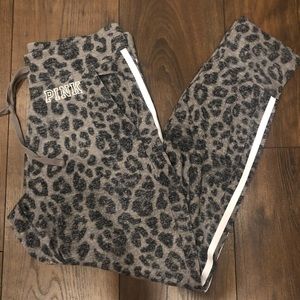 PINK leopard joggers